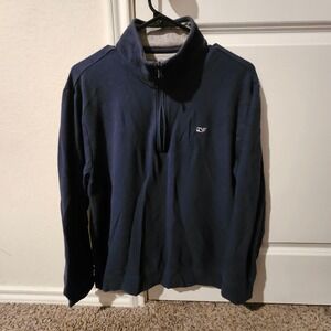 Vineyard Vines Men's Navy Blue 1/4 Zip Pullover Sweater Pima Cotton Size M